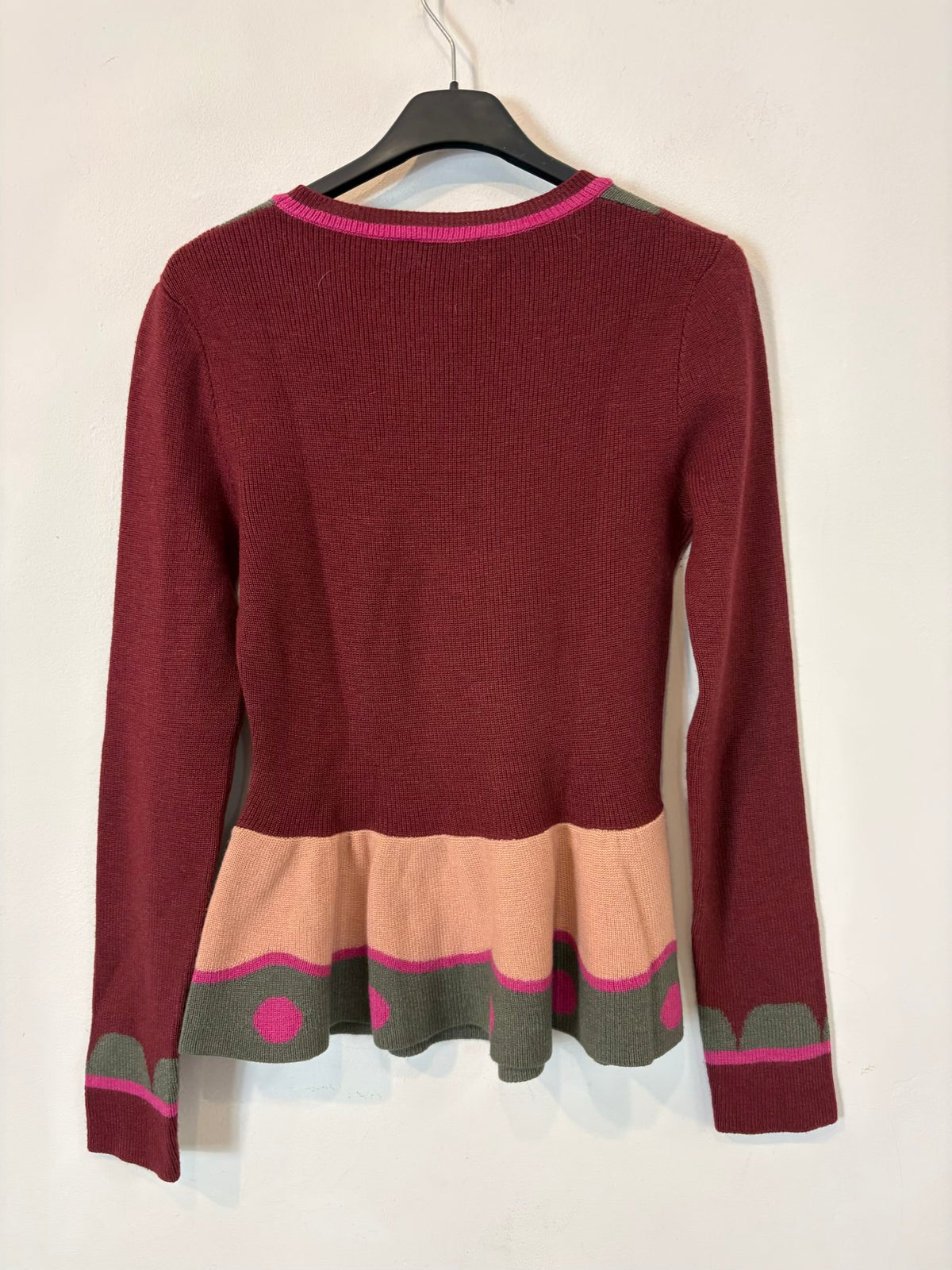 RED VALENTINO. Jersey burdeos detalle cintura