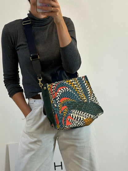Bolso tela estampado asa larga