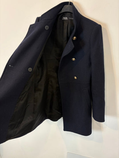 ZARA. Abrigo lana azul marinero