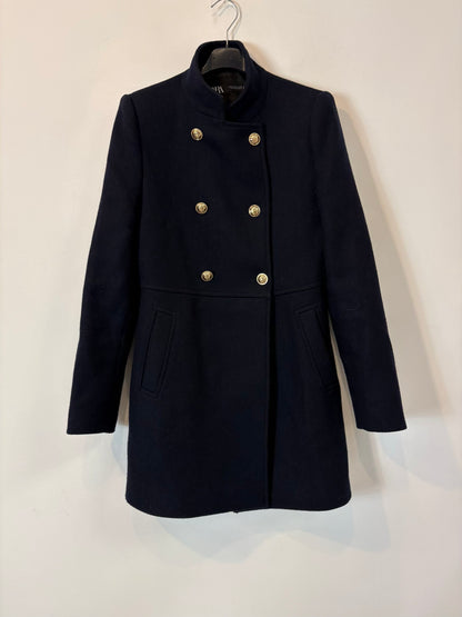 ZARA. Abrigo lana azul marinero