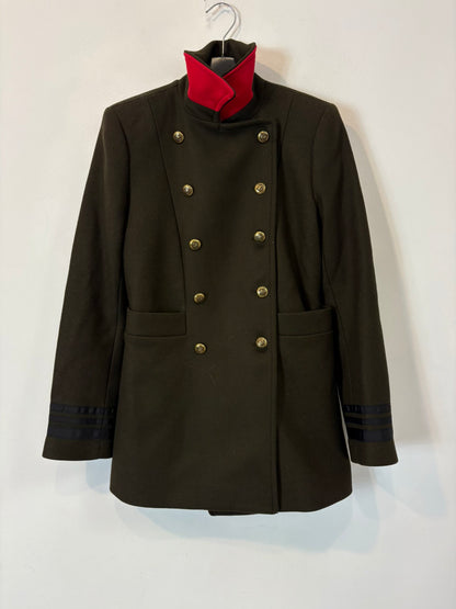 ZARA. Abrigo verde lana estilo militar