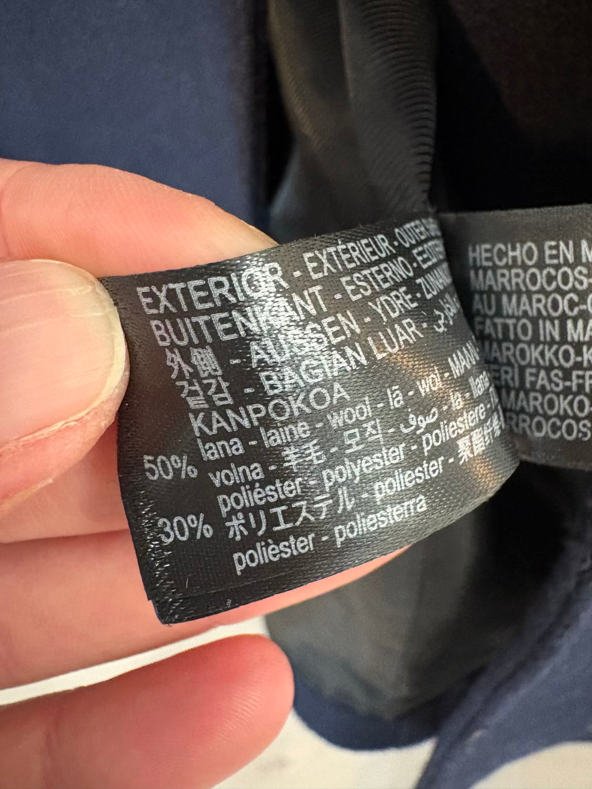 ZARA. Abrigo lana azul marinero