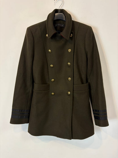 ZARA. Abrigo verde lana estilo militar