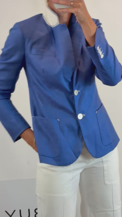 KITON. Blue cashmere and silk blazer. Size 42 (M)