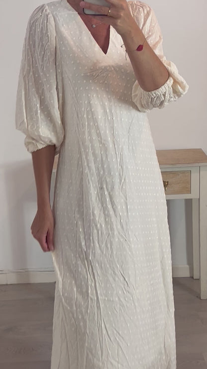 MAQUIS & CO. Vestido largo beige plumeti T.u(m/l)