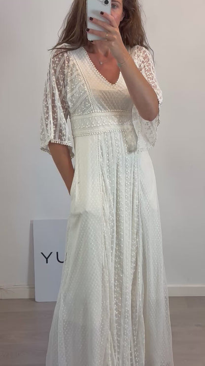 TINTORETTO. Vestido blanco encaje. T.M/L