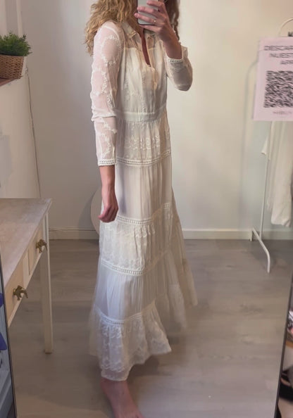 PAUL&JOE. Vestido largo seda bordado. T 42 (M/L)