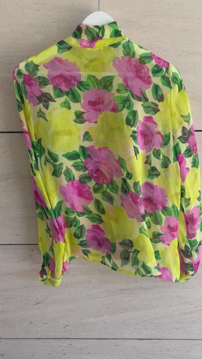 PAROSH. Green floral blouse TU (s/m)