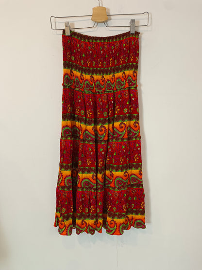 OTRAS. Vestido estampado palabra de honor. T S