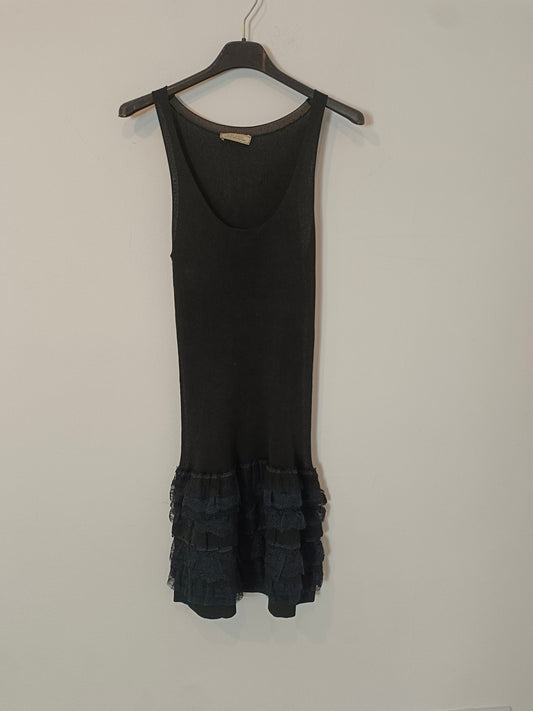 NINA RICCI. Vestido seda volantes T.m