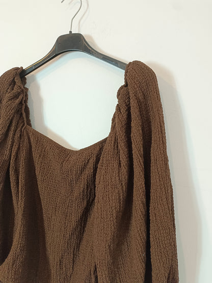 ZARA. Brown textured Tl bodysuit