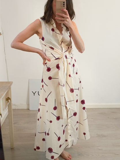 ZARA. Printed beige dress. Size XS