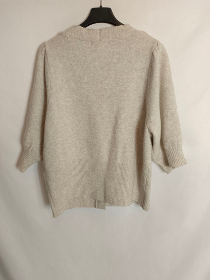 H&M. Jersey beige botones T.m