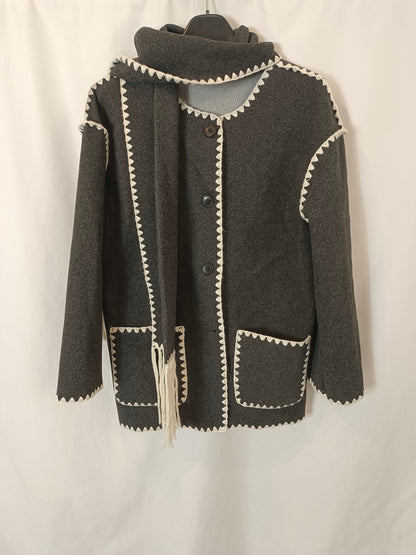 OTRAS. Abrigo gris paño T.s