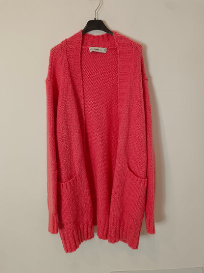 ZARA. cárdigan punto rosa fucsia T.s