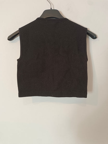 ZARA. Top negro flecos brillantes T.xs/s