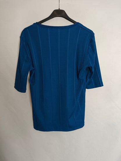 MANGO. Blue ribbed top Tm