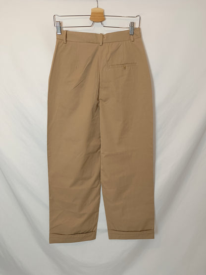 ZARA. Pantalón ancho beige T.s