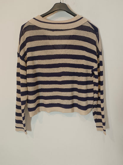 MANGO. Sailor-striped Ts polo top