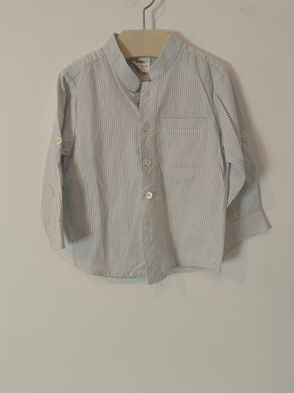 OTRAS. Camisa blanca y azul rayas T.18 meses