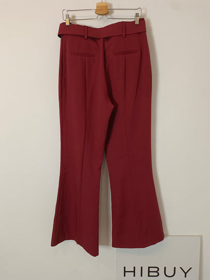 BIMANI. Pantalón burdeos campana T.44