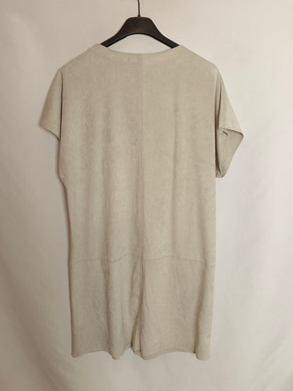 MANGO. Vestido antelina beige T.s