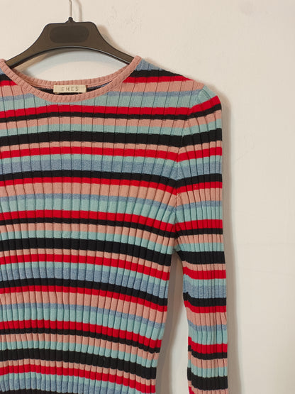 EMES. Top canalé rayas con azules T.3(m/l)