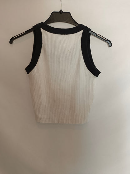 OTRAS. Top blanco canalé TU(xs)
