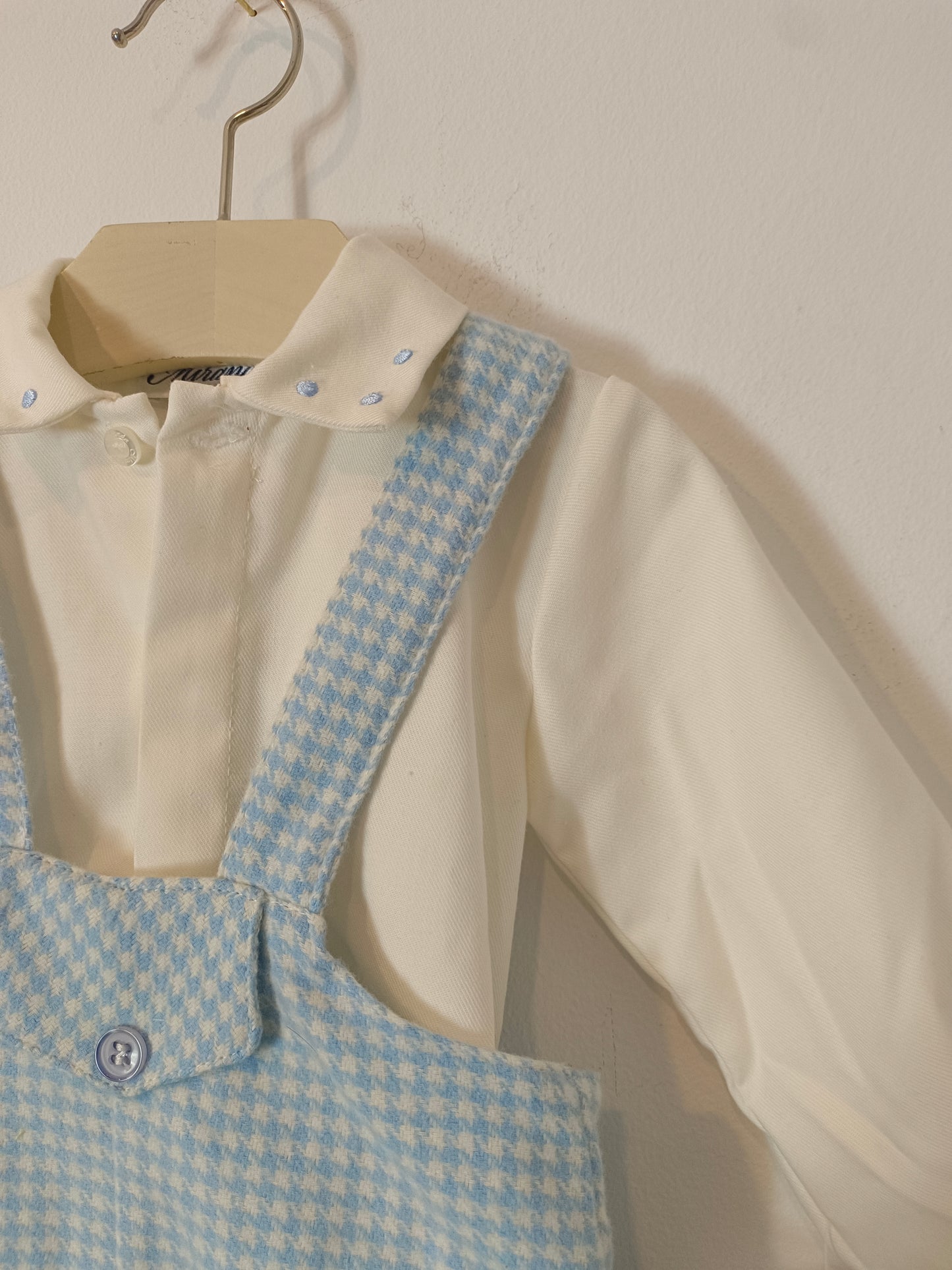 LITTLE KING. Conjunto blusa y ranita azul T.6 meses