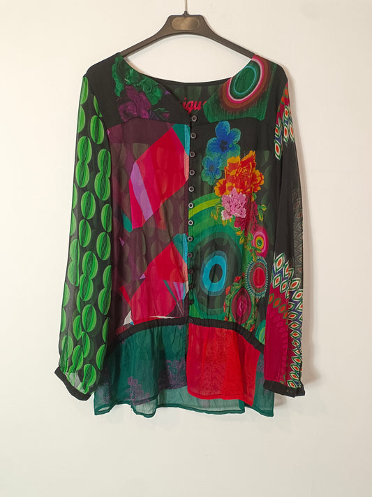 DESIGUAL. Semi-sheer printed blouse Tm/l