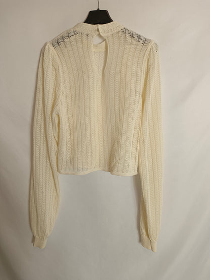 ZARA. Top beige troquelado T.s
