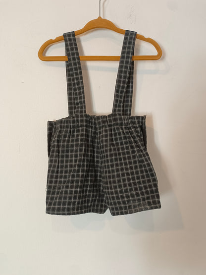 TEX. Black checked dungarees, size 12 months