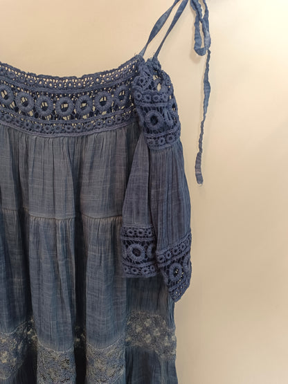 OTRAS. Vestido azul encaje TU(s)