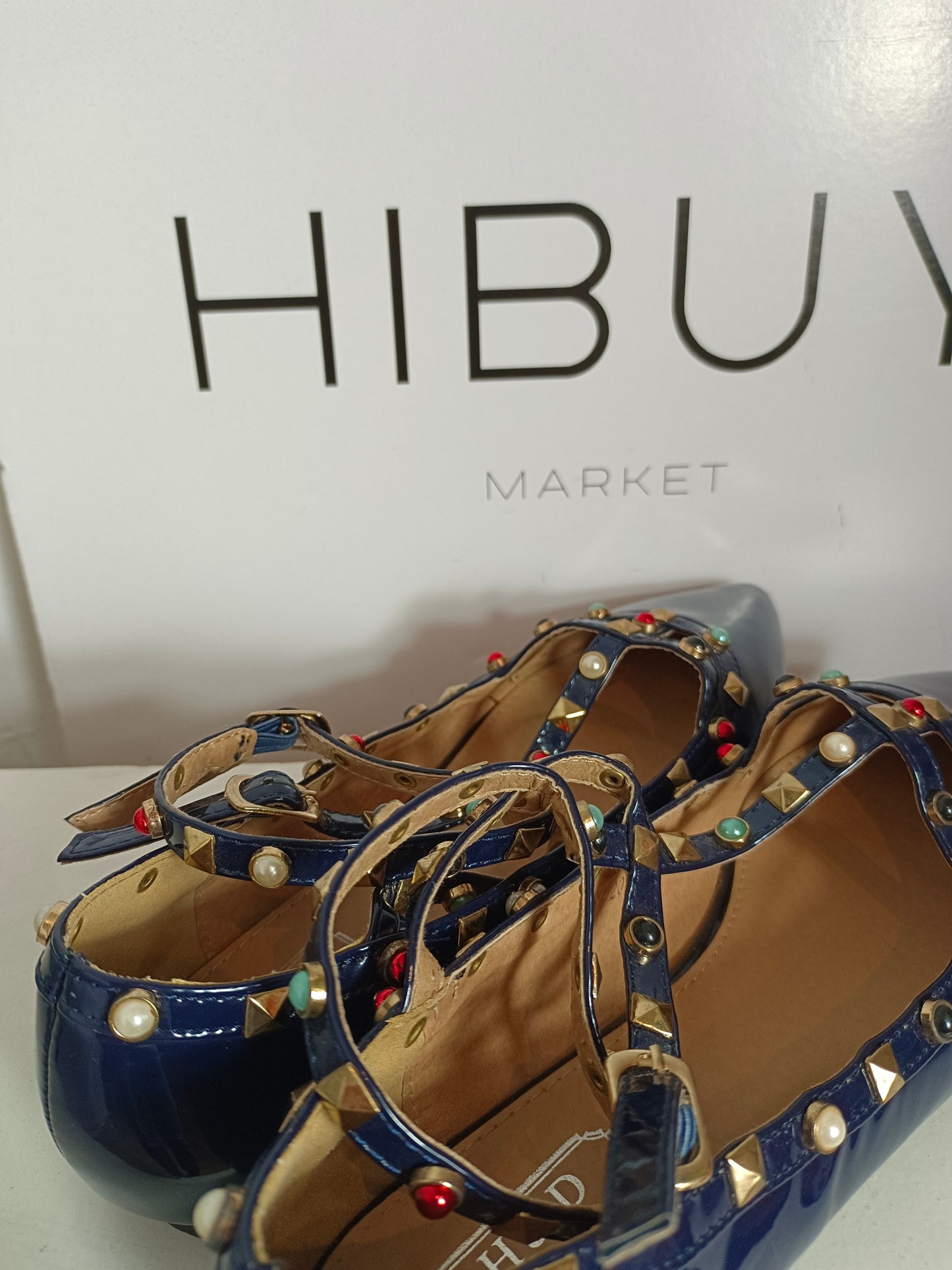 OTRAS. Zapatos azules tachuelas T.38