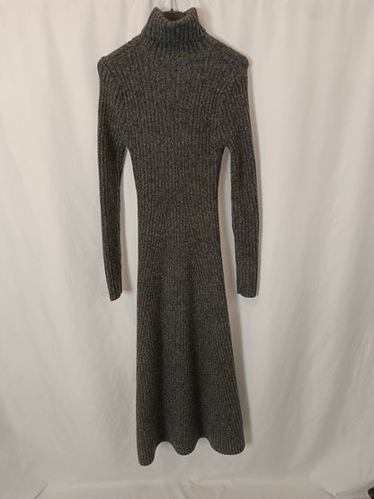 ZARA. Vestido largo gris canalé T.s