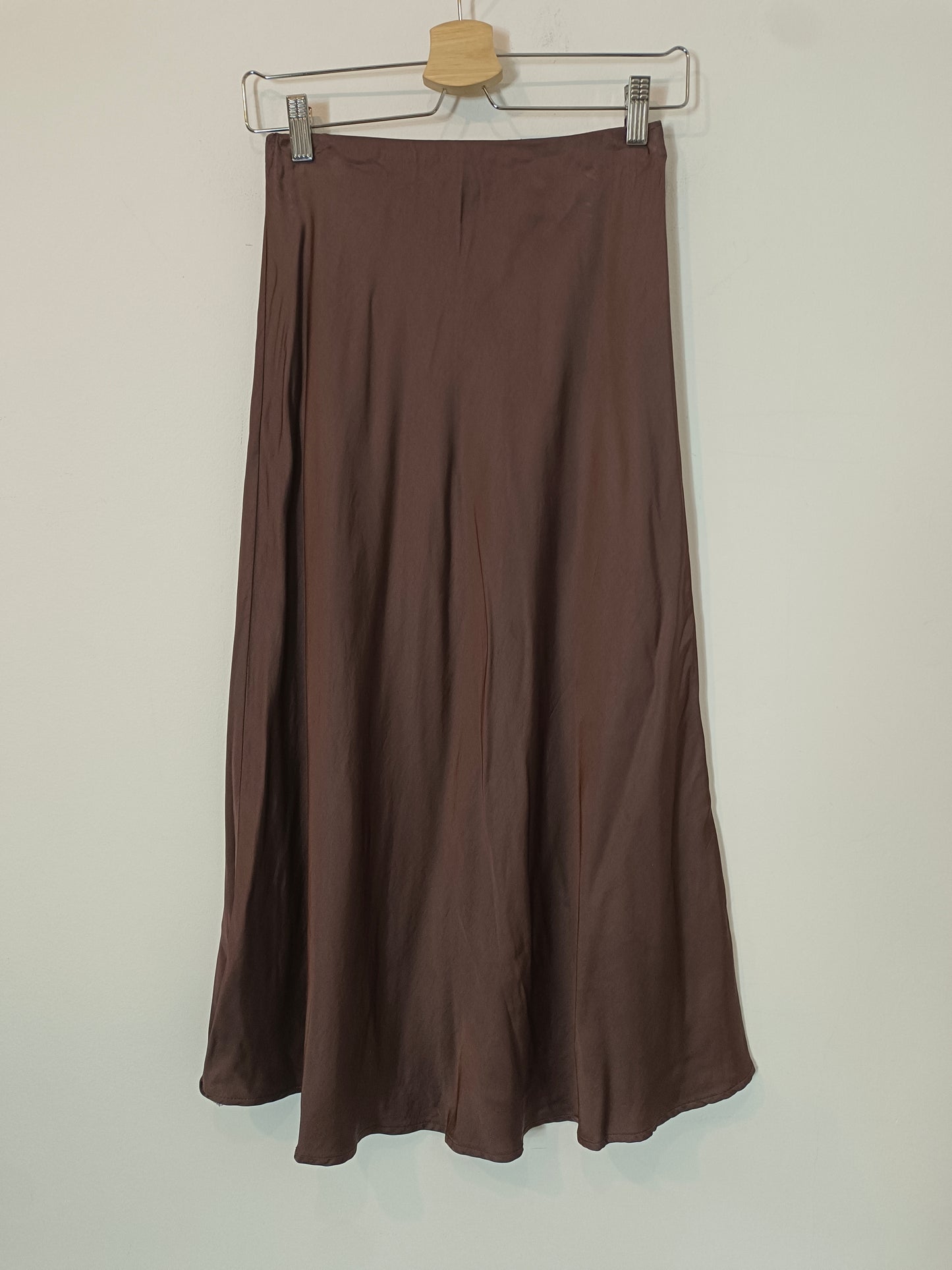 OTHERS. Brown satin midi skirt YOUR(S)