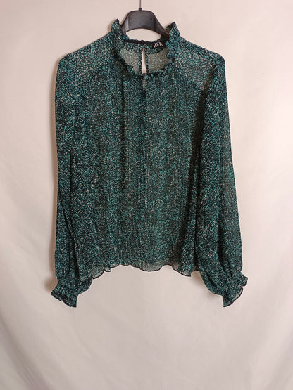 ZARA. Blusa plisada estampada  T.m