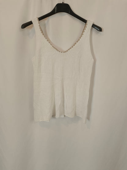 OTRAS. Top blanco canalé escote T.u(s/m)