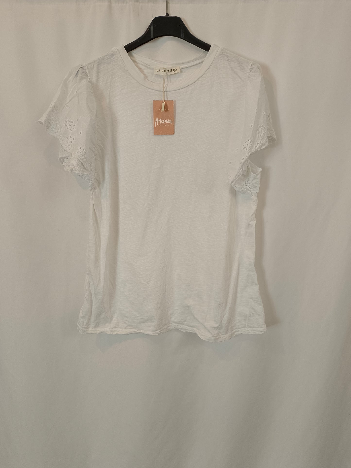 LA COMET. Camiseta blanca mangas T.l