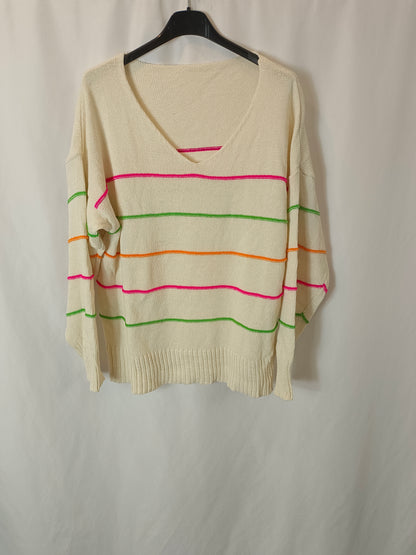 OTHERS. Beige striped sweater YOU (S/M)
