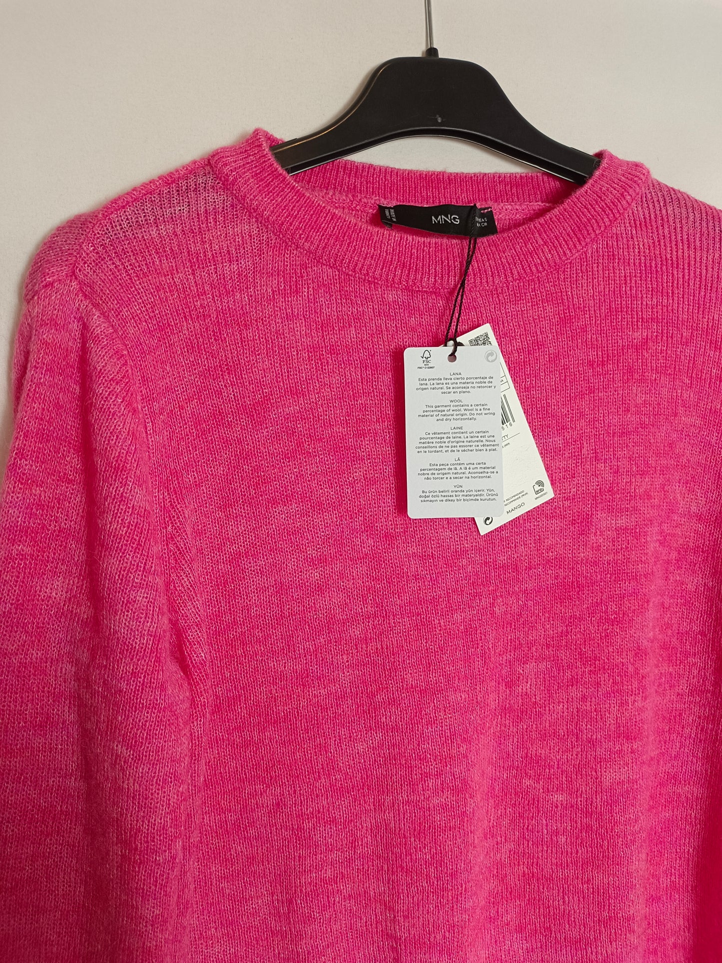 MANGO. Jersey rosa fucsia jaspeado. T S