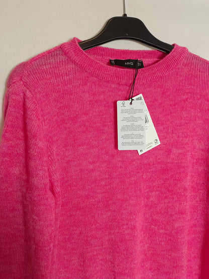 MANGO. Jersey rosa fucsia jaspeado. T S