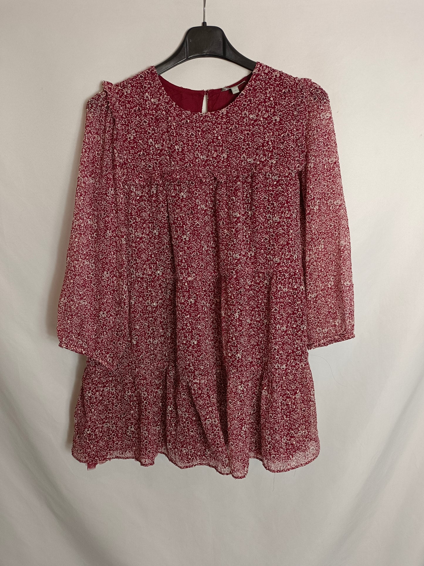 COCONUT. Burgundy floral dress, size 13-14 years