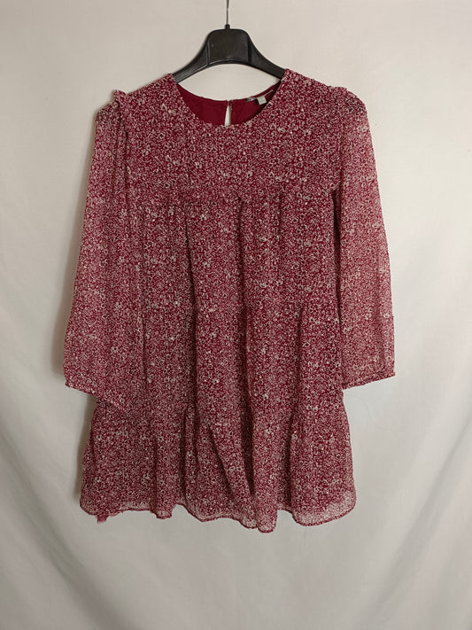 COCONUT. Burgundy floral dress, size 13-14 years
