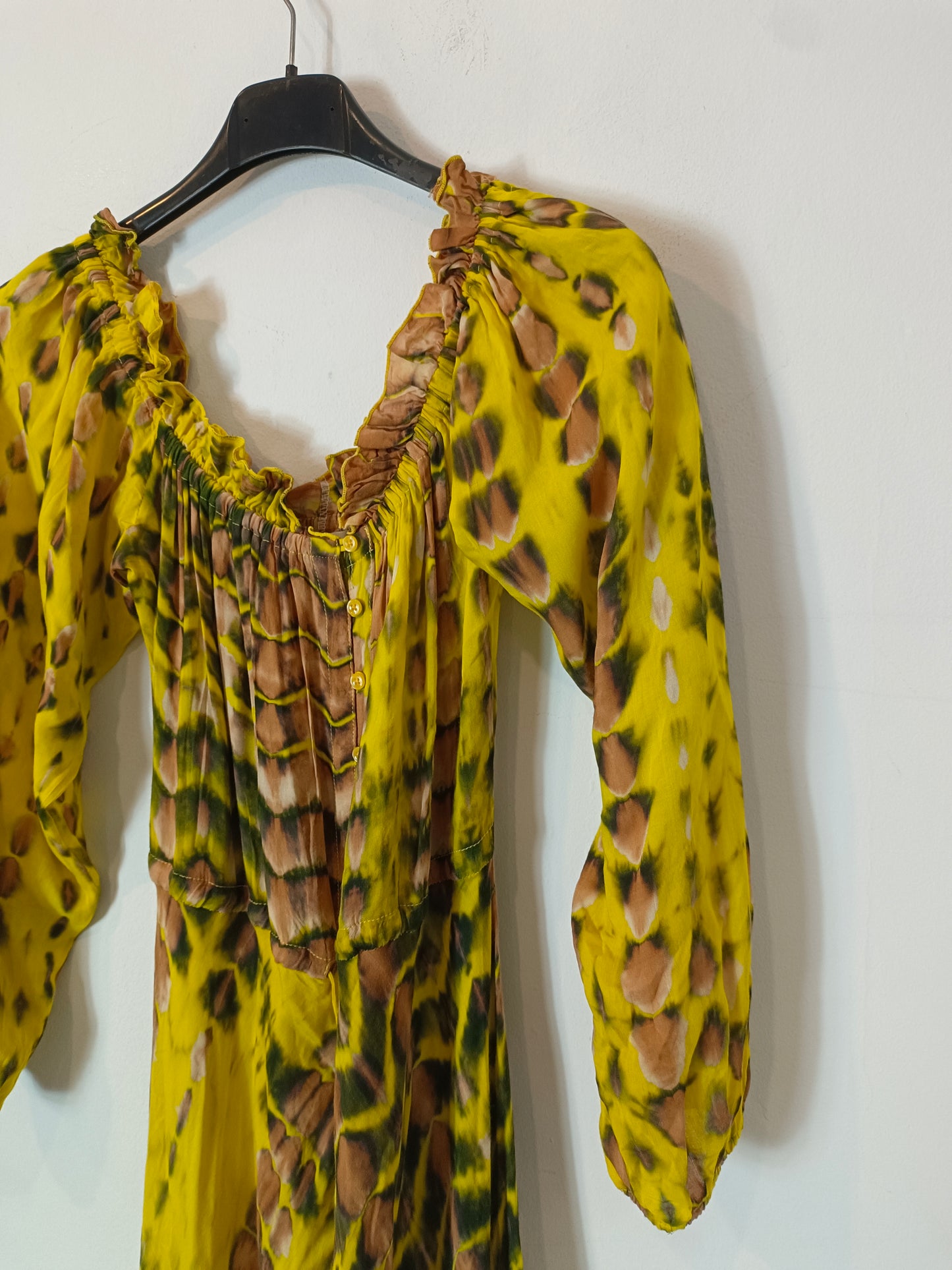 KARMA FLOW. Yellow printed dress Ts/m