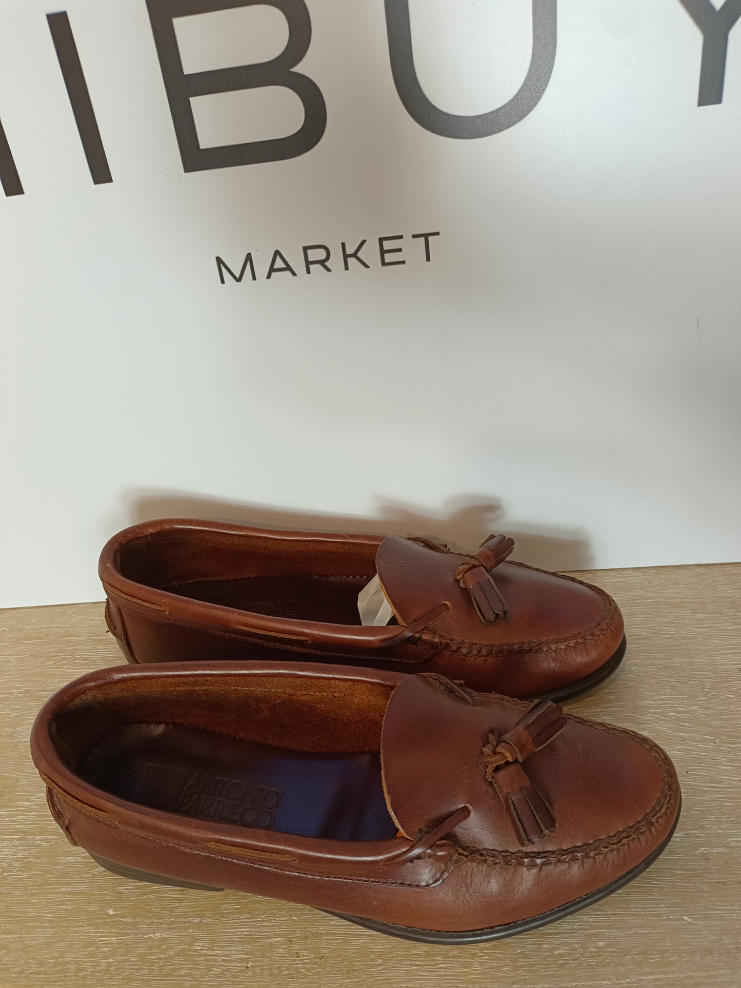 ANTONIO PARRIEGO. Brown leather loafers, size 40