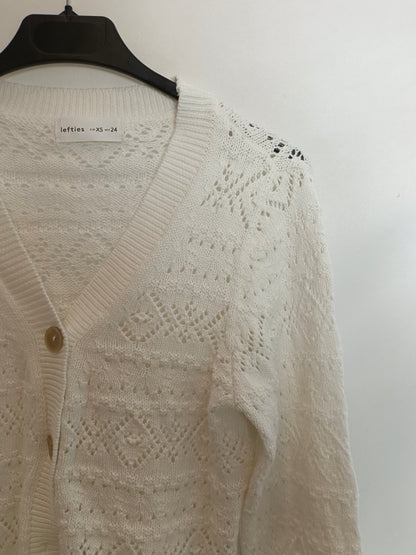 LEFTIES. White die-cut cardigan T.xs