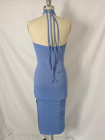 ZAFUL. Blue Ribbed Dress Tu(S)