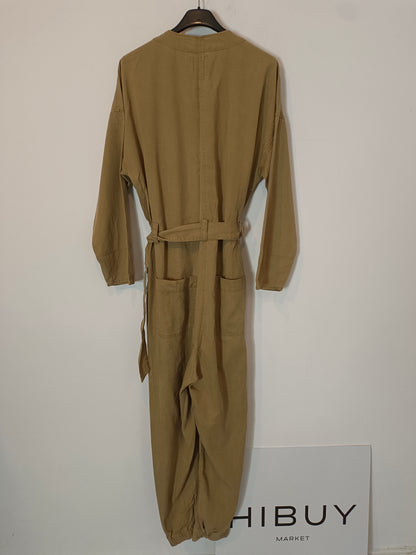 ZARA. Mono largo beige fluido  T.m