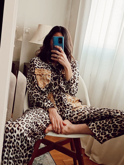 LA PRESTIC OUISTON. Long fluid silk animal print jumpsuit Ts